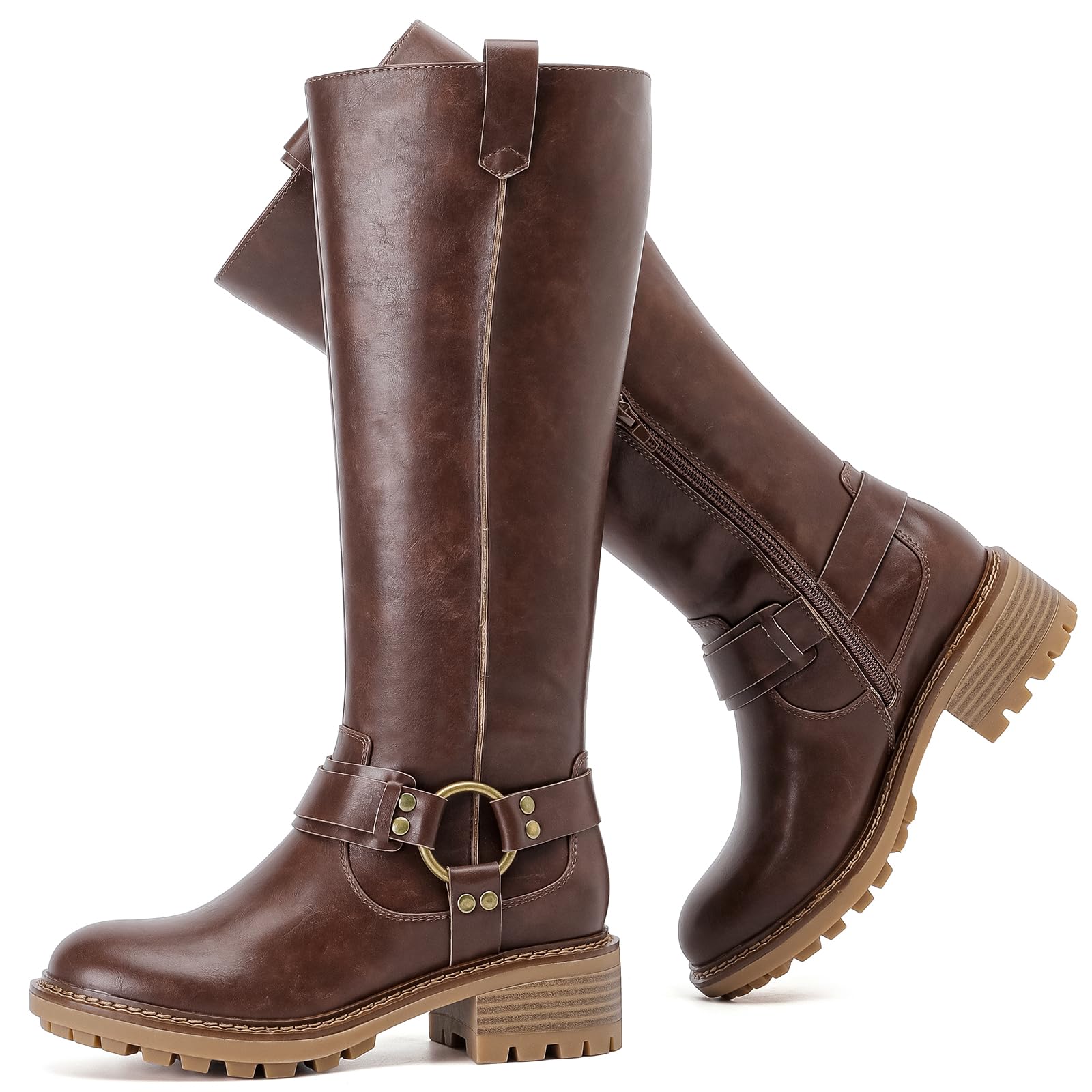 Women's Knee High Boots Stylish Comfort Round Toe Tall Riding Combat Boot Classic Fashion Fall Winter Boots for Women.